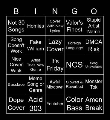 Release Radar Bingo Card