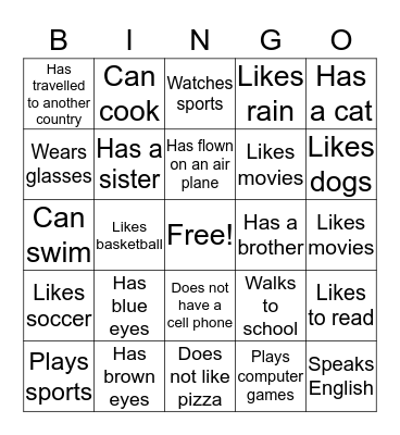 Human Bingo Card