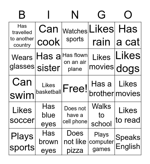 Human Bingo Card