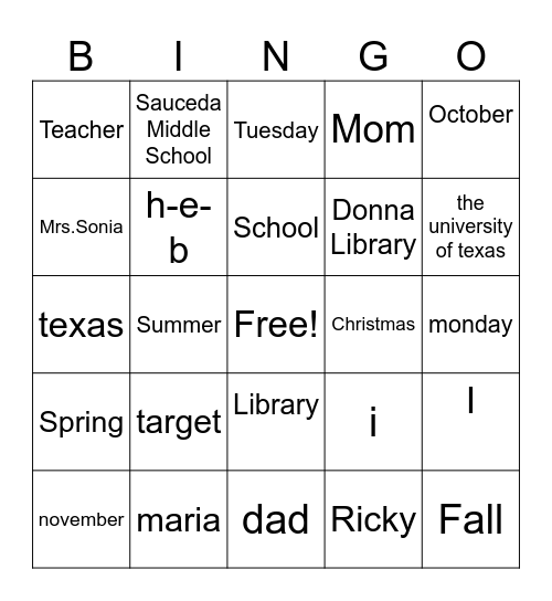 Untitled Bingo Card