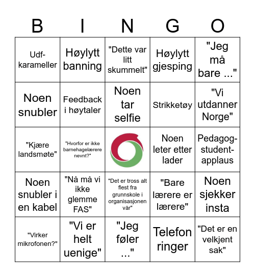 Landsmøte Bingo Card