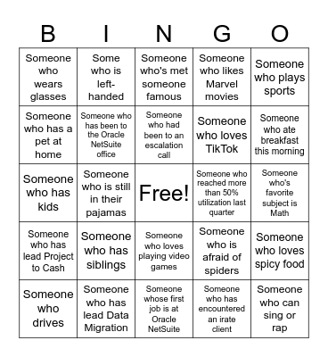 Human Bingo Card