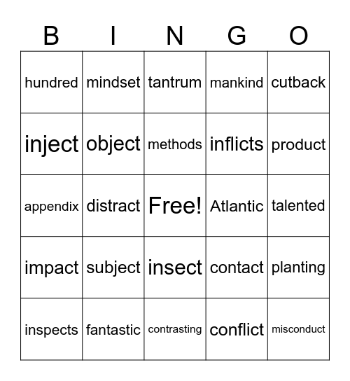 Step 3 Bingo Card