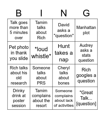 Retreat 2023 Bingo Card