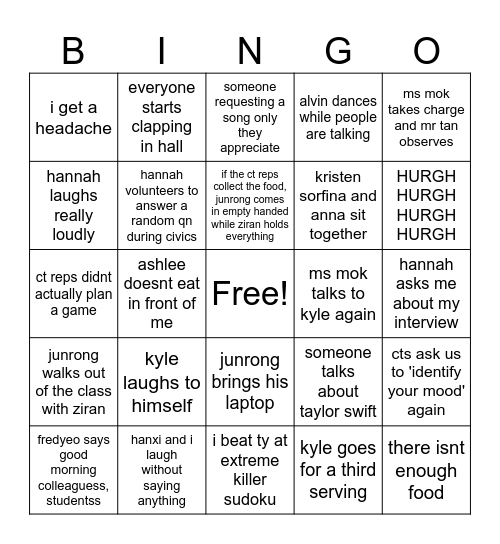 juat bingo Card