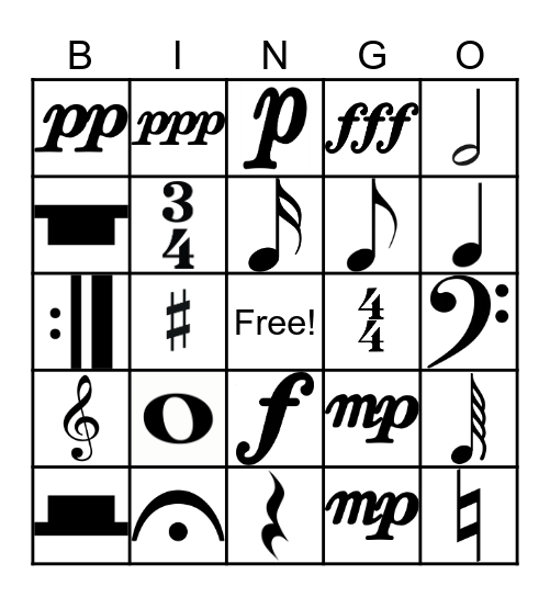 Music Notation Bingo! Bingo Card