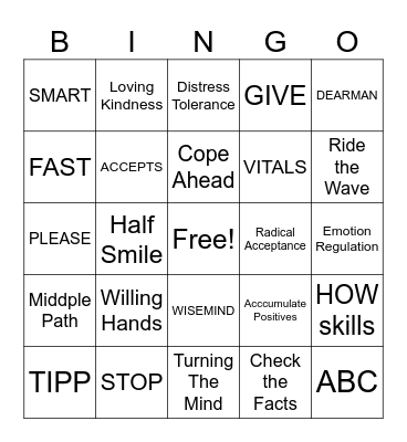 DBT BINGO Card