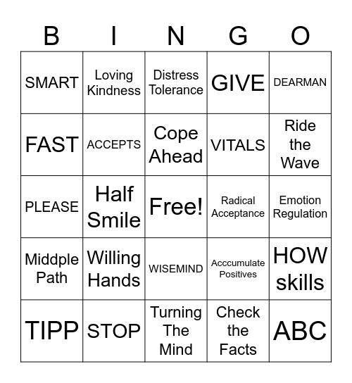 DBT BINGO Card