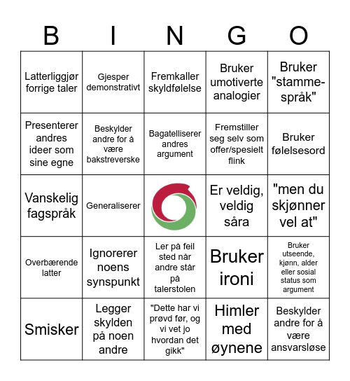 Hersketeknikk 2 Bingo Card
