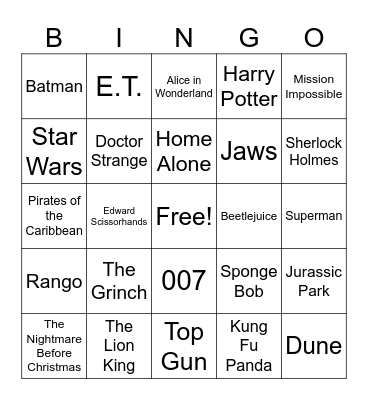 Williams/Zimmer/Elfman Bingo Card