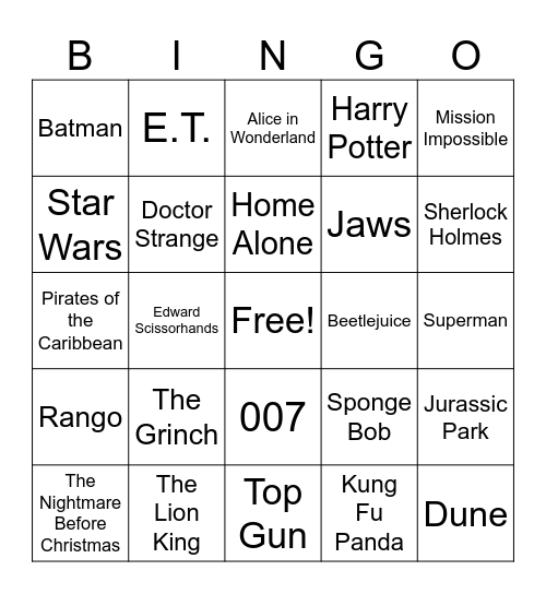 Williams/Zimmer/Elfman Bingo Card