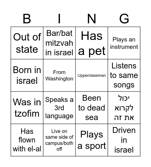 Mishelanu Bingo Card