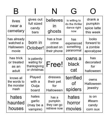 Halloween Bingo Card