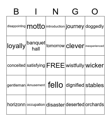 The Open Road Bingo Card