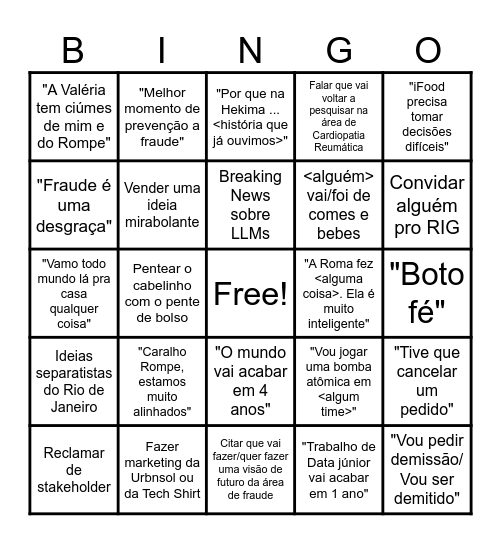 BINGO DO JOÃO Bingo Card