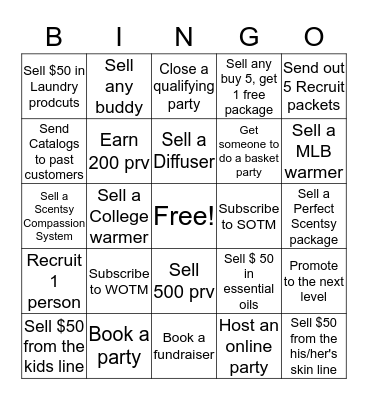 Team incentive bingo game Bingo Card