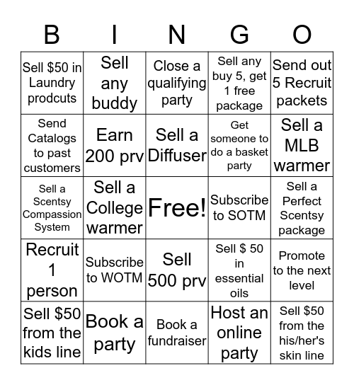 Team incentive bingo game Bingo Card