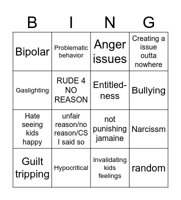 MOM bingo Card