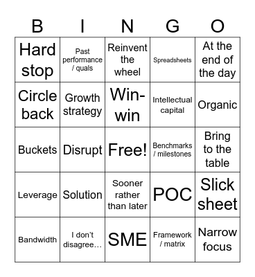 Consulting Lingo Bingo Card