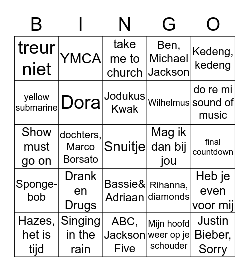 Muziek bingo Card