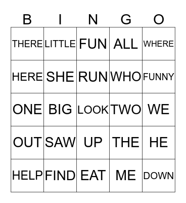 Sight Words that Stick Bingo Card