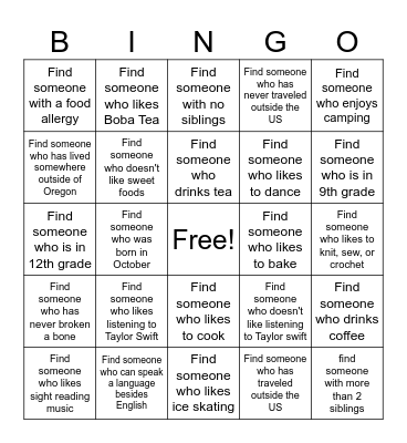 Choir-mate Bingo! Bingo Card