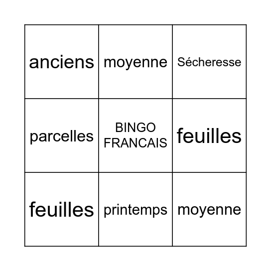 COU! COU! BINGO Card