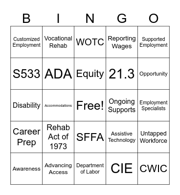 Employment Month Bingo Card