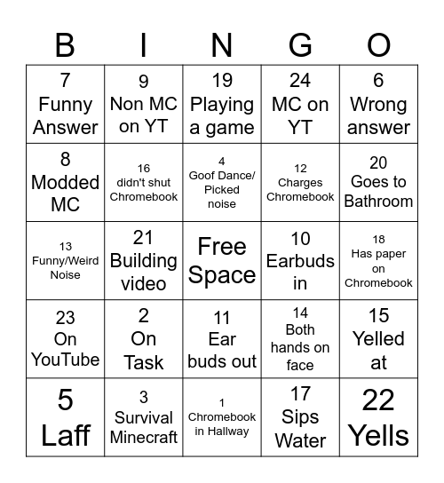 Charles Bingo Card