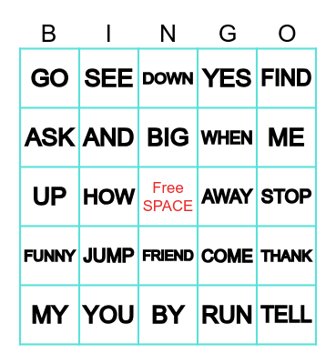 SIGHT WORD BINGO Card