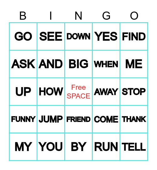 SIGHT WORD BINGO Card