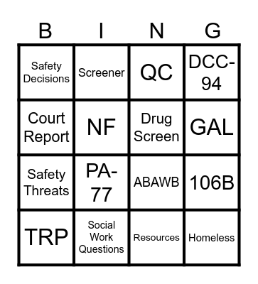 Wild Wild West Bingo Card