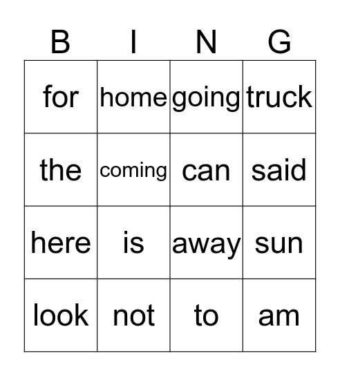 Toytown Helicopter Bingo Card