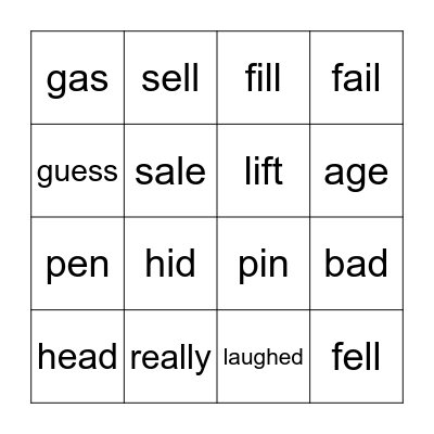 Vowel Sounds Bingo Card