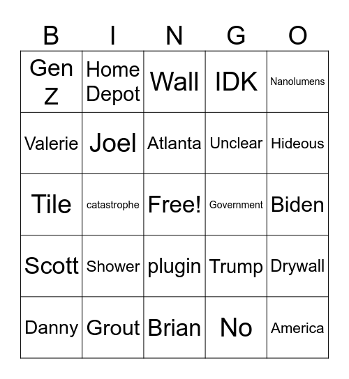 Justin Bingo Card