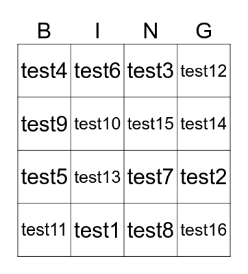 TEST Bingo Card