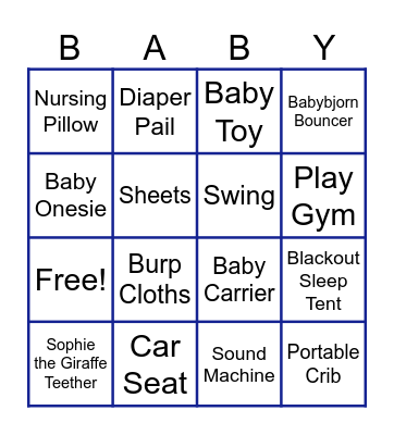 Baby Bingo Card