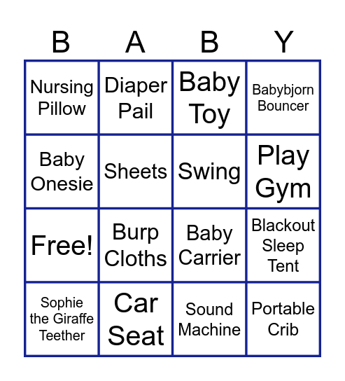 Baby Bingo Card