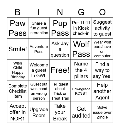 10/6/23 Bingo Card