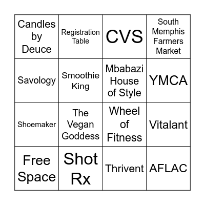 LOC Health & Wellness Fair Vendor Passport Bingo Card