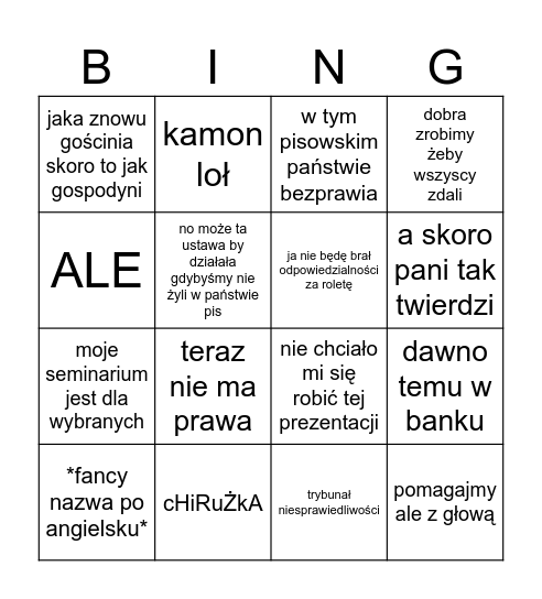 ŻUKOWSKI Bingo Card