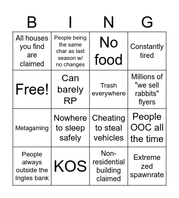 PARP SEASON 7 Bingo Card