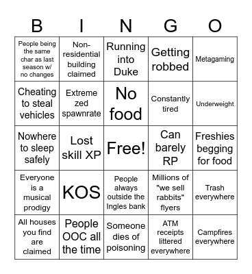 PARP SEASON 7 Bingo Card