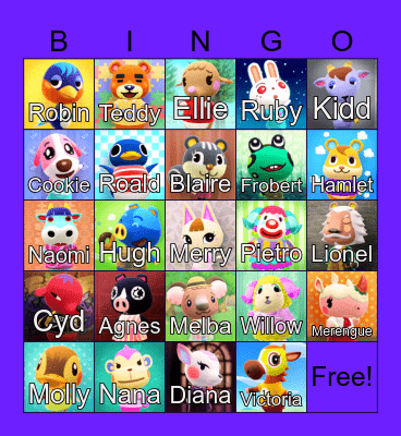 Animal Crossing Bingo Card