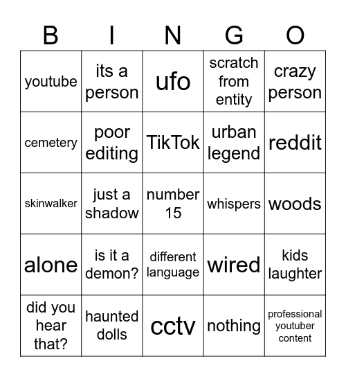 chills bingo Card