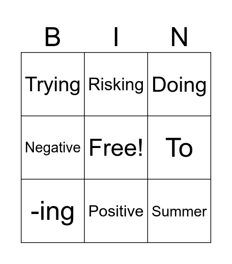 Word Bingo Card