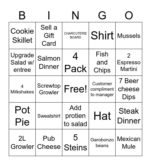 Druthers Bingo Card