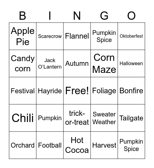 Fall into PRIME Bingo Card