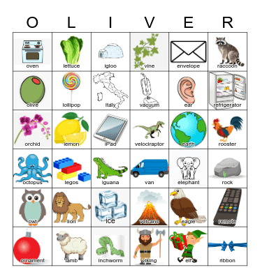 OLIVER'S BINGO BOARD! Bingo Card