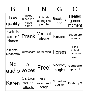 Meme (It's actually good) Bingo Card
